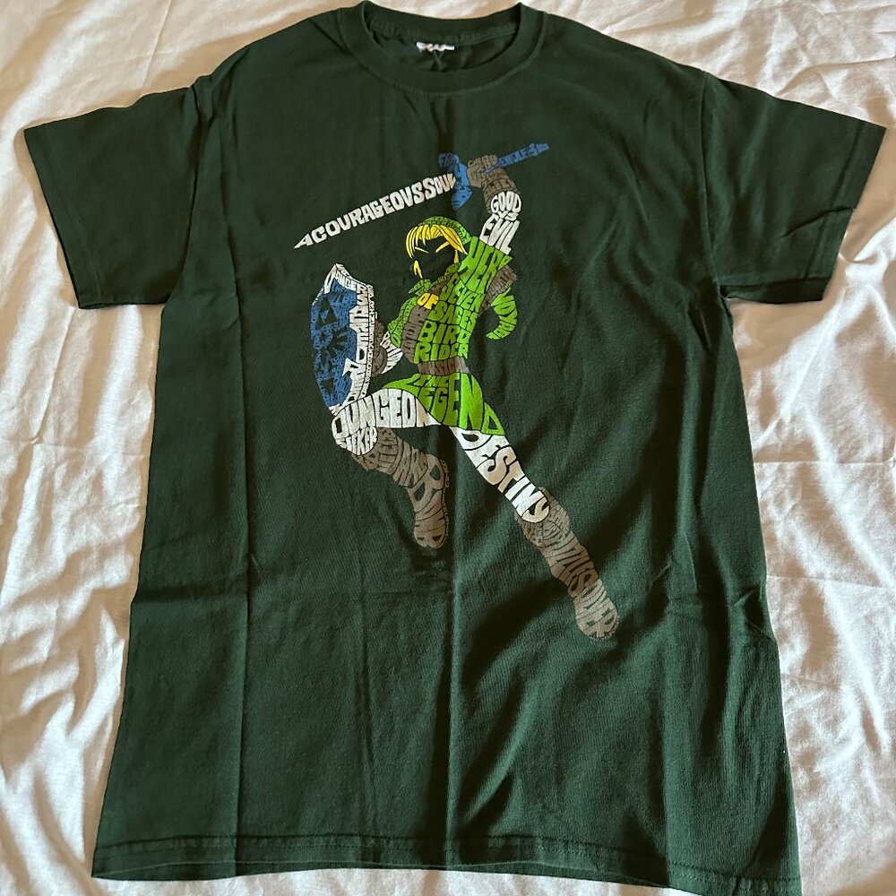 Legend of Zelda Link Green Graphic Tee Shirt Mens Small Video Game